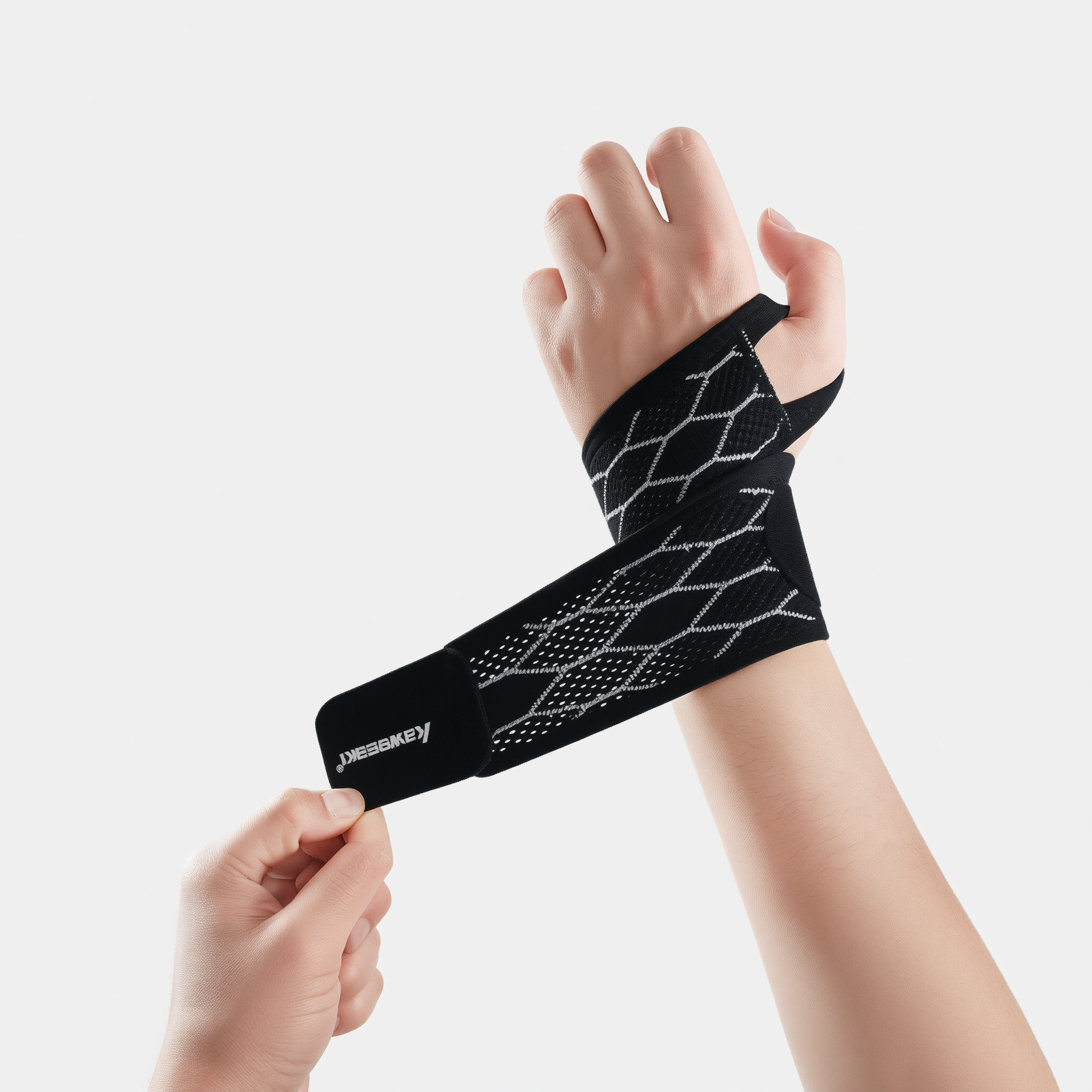 Wristband Sports Compression Brace Polyester Classic gray - one pair view 3