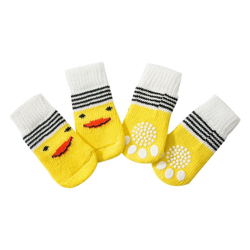 Foot art mouse Pet Socks Cartoon Anti Slip Blue Panda M [recommended foot view 2