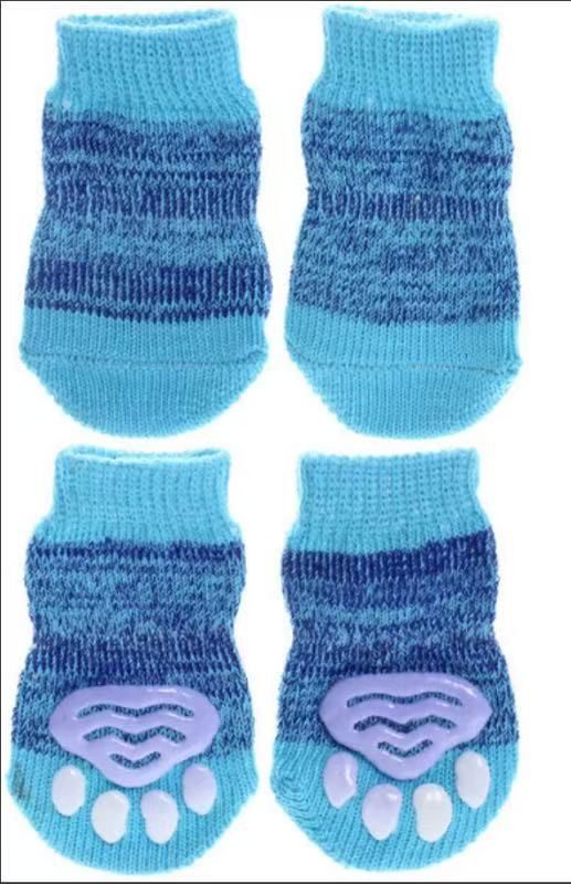 Foot art mouse Pet Socks Cartoon Anti Slip Haze blue socks L [recommended foot — image 1