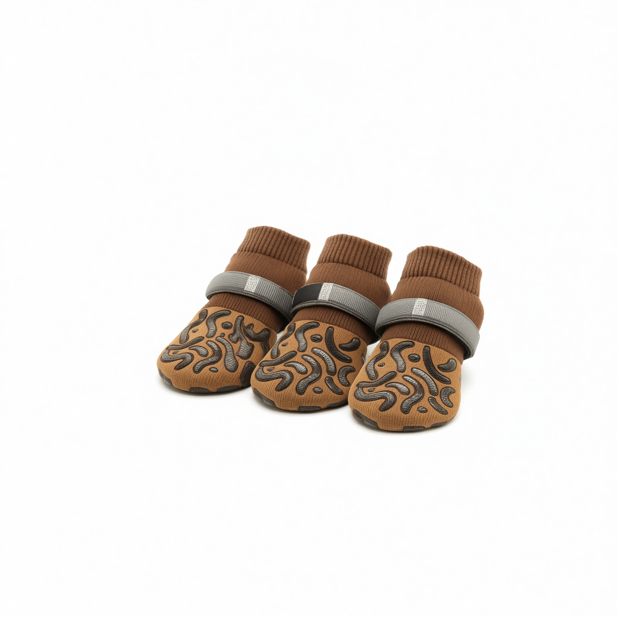 Cotton Dog Socks Striped Jacquard Pet Footwear Dark brown caterpillar [opp view 2