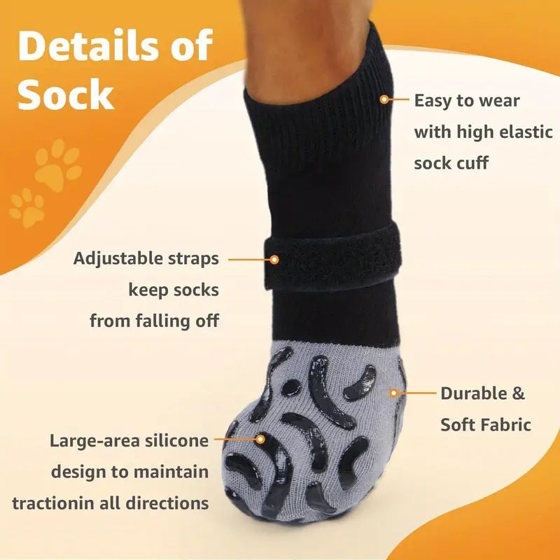 Cotton Dog Socks Striped Jacquard Pet Footwear Black + yellow caterpillar [opp view 5