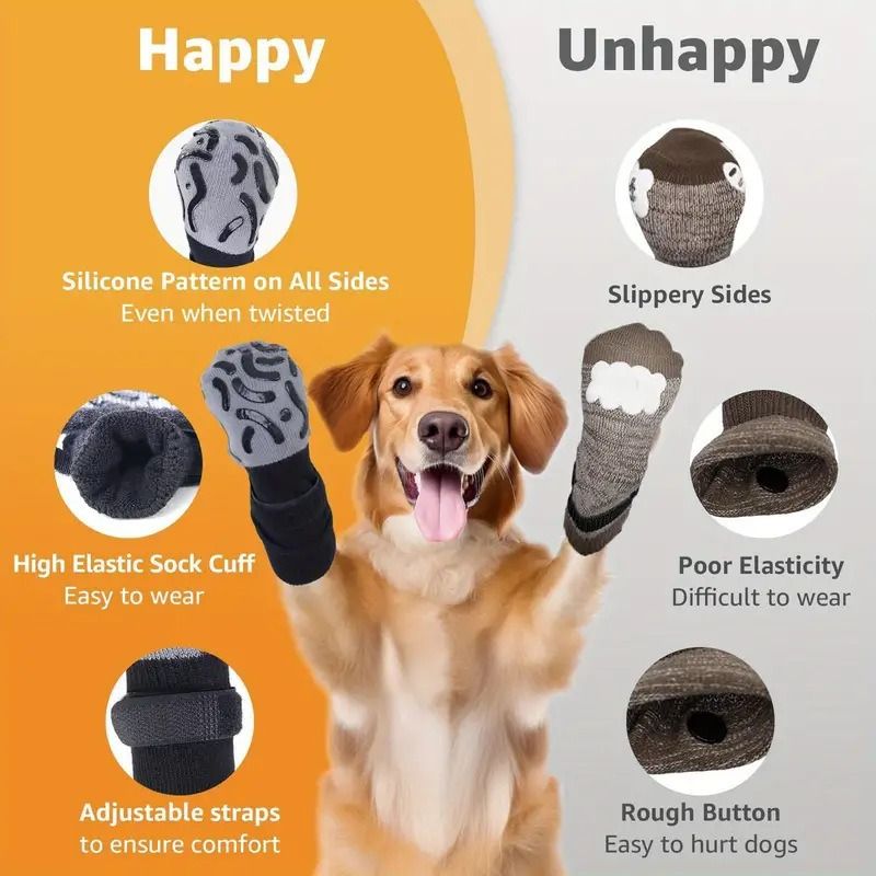 Dog Shoes Non Slip Indoor Outdoor Cotton Ordinary velcro (4 pieces) L large view 2