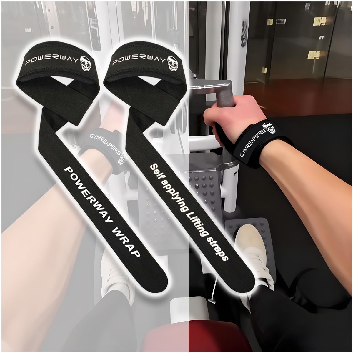 Wrist Guards Silicone Deadlift Fitness Support 2Pc Black-automatic model view 2