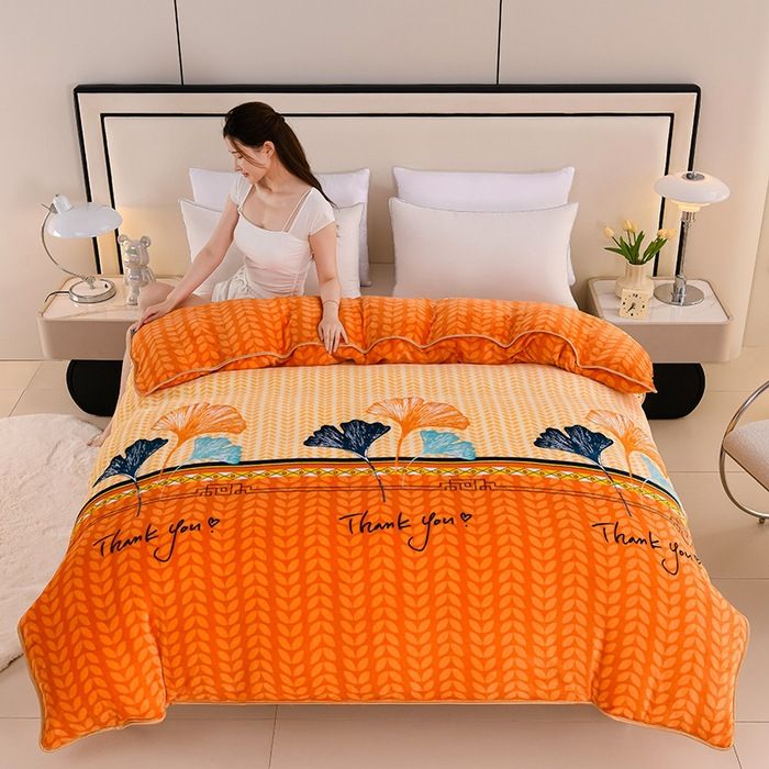 Milk Velvet Quilt Cover Double Sided Fleece Ginkgo leaf 200X230cm