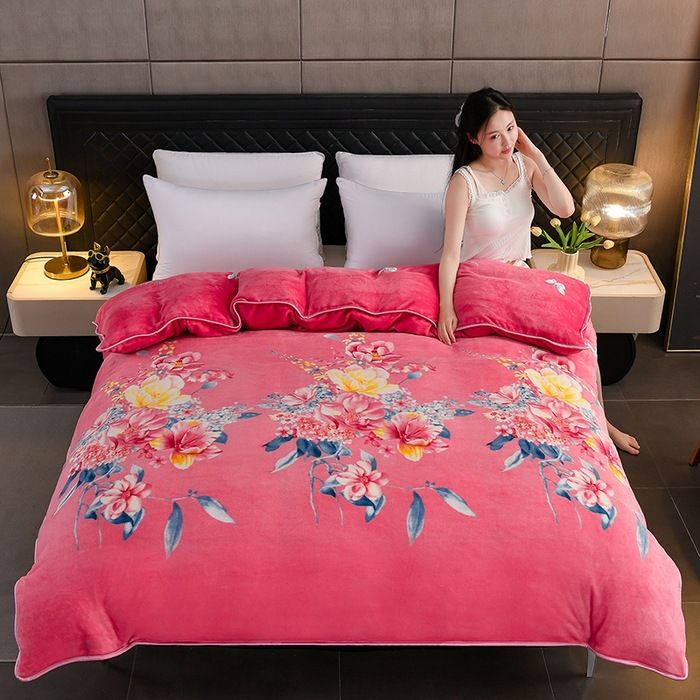 Milk Velvet Quilt Cover Double Sided Fleece Pink beauty 200X230cm