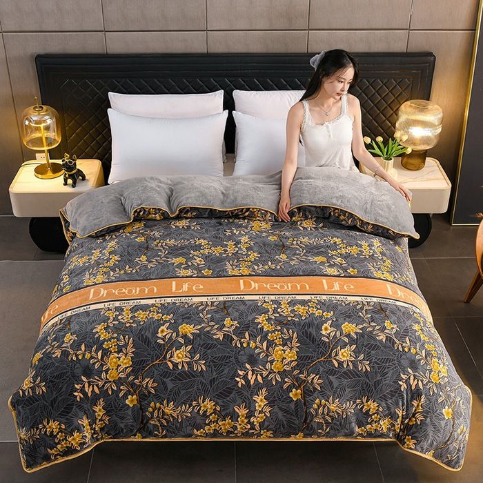 Milk Velvet Quilt Cover Double Sided Fleece Branch man 220x240cm