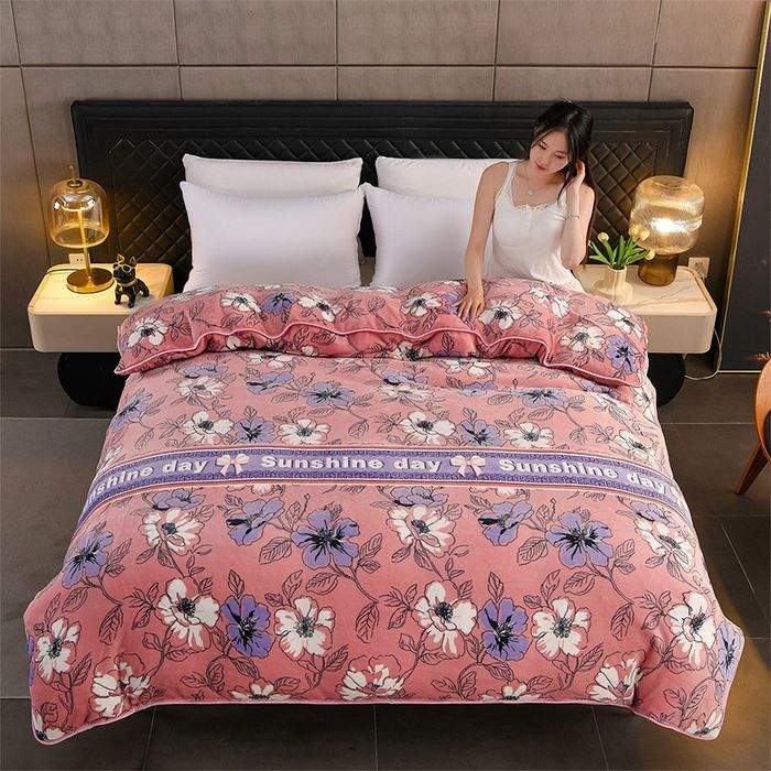 Milk Velvet Quilt Cover Double Sided Fleece Flower language 180x220cm
