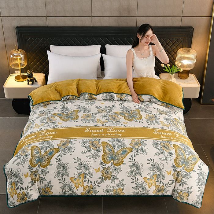 Milk Velvet Quilt Cover Double Sided Fleece Flower language 180x220cm view 2