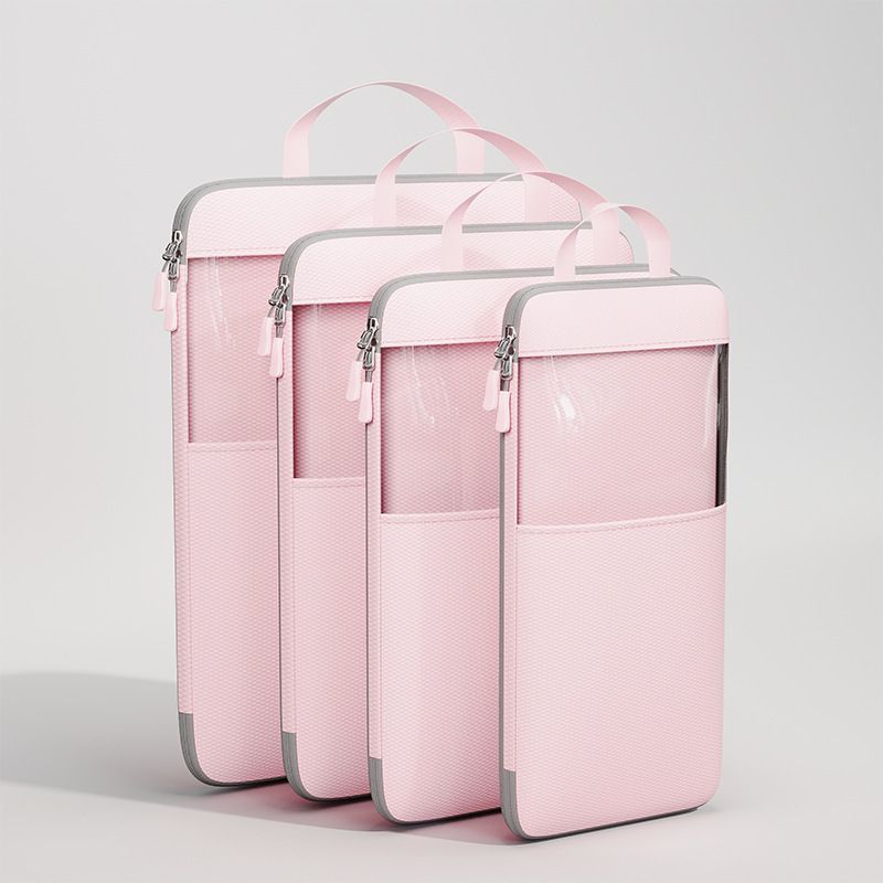 Mu Family Travel Storage Bag Portable Compressible Cube Pink Medium size【23*12*34】 — image 1
