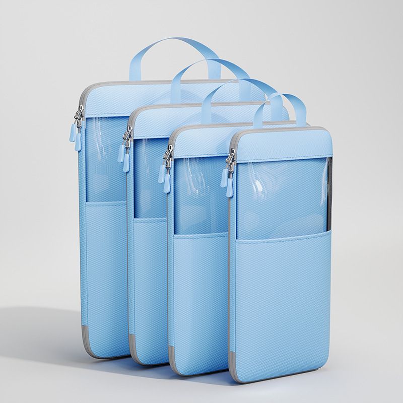 Mu Family Travel Storage Bag Portable Compressible Cube Sky blue Four-piece — image 1
