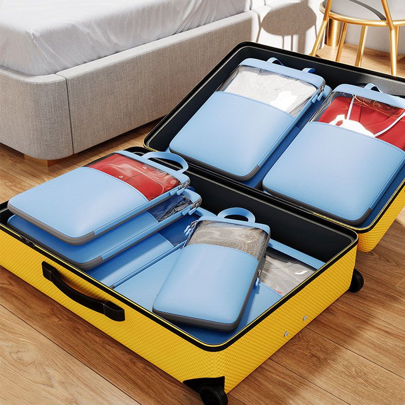 Mu Family Travel Storage Bag Portable Compressible Cube Navy blue Medium view 3