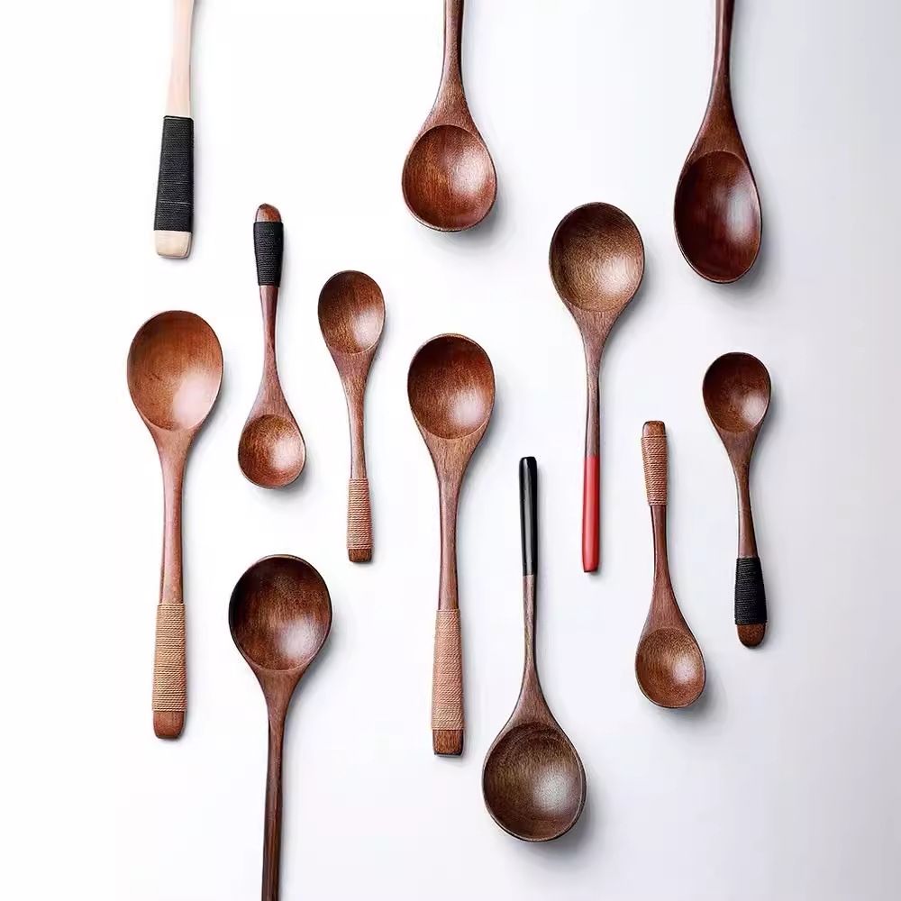 Wooden Spoon Create Credit Long Handle [nanmu binding thread] large tip and view 4