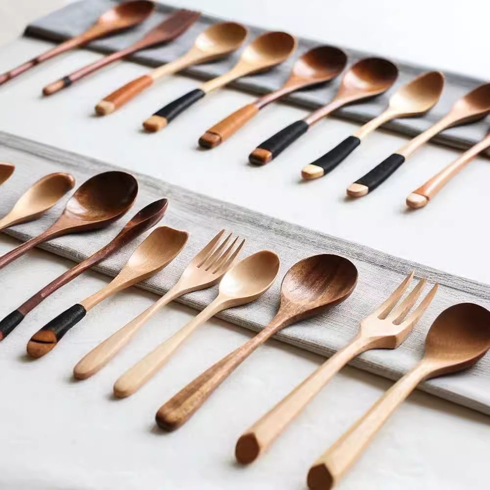 Wooden Spoon Create Credit Long Handle [solid wood] small pointed spoon 13cm*3cm view 5