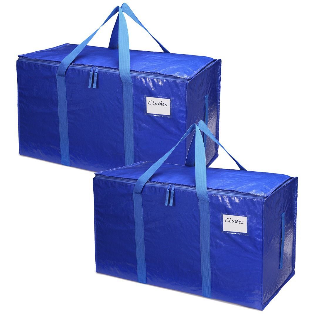 Moving Bags PE Woven Zipper Storage Cube Blue 【69*35*38】 view 2