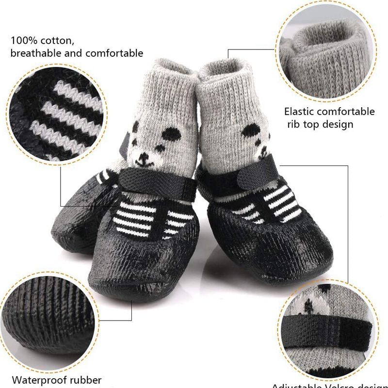 Rubber Dog Shoes Waterproof Anti Slip Blue bear shoes S small size comes with view 4