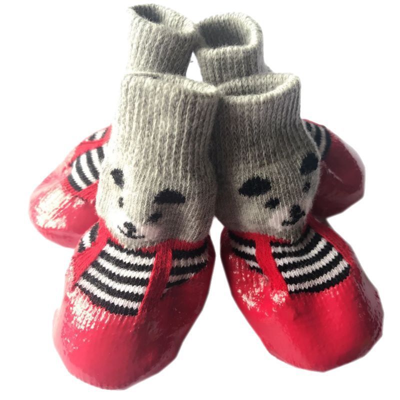 Rubber Dog Shoes Waterproof Anti Slip Blue bear shoes S small size comes with view 7