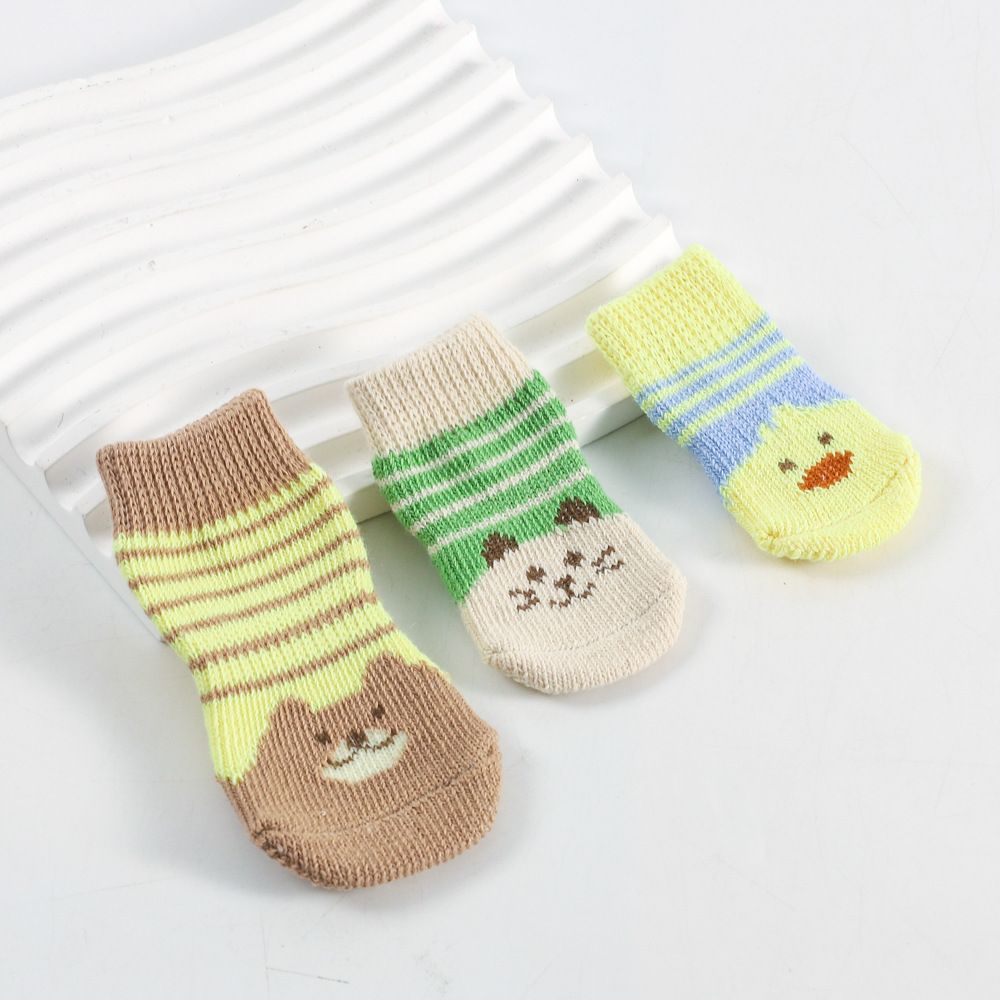 Pet Dog Socks Cartoon Pattern Non Slip 4 Pack Pink [blue crown] [4 pack] view 3
