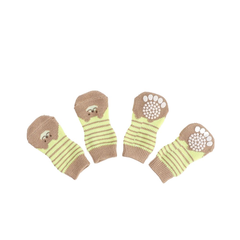 Pet Dog Socks Cartoon Pattern Non Slip 4 Pack Pink rabbit [4 pack] M view 4