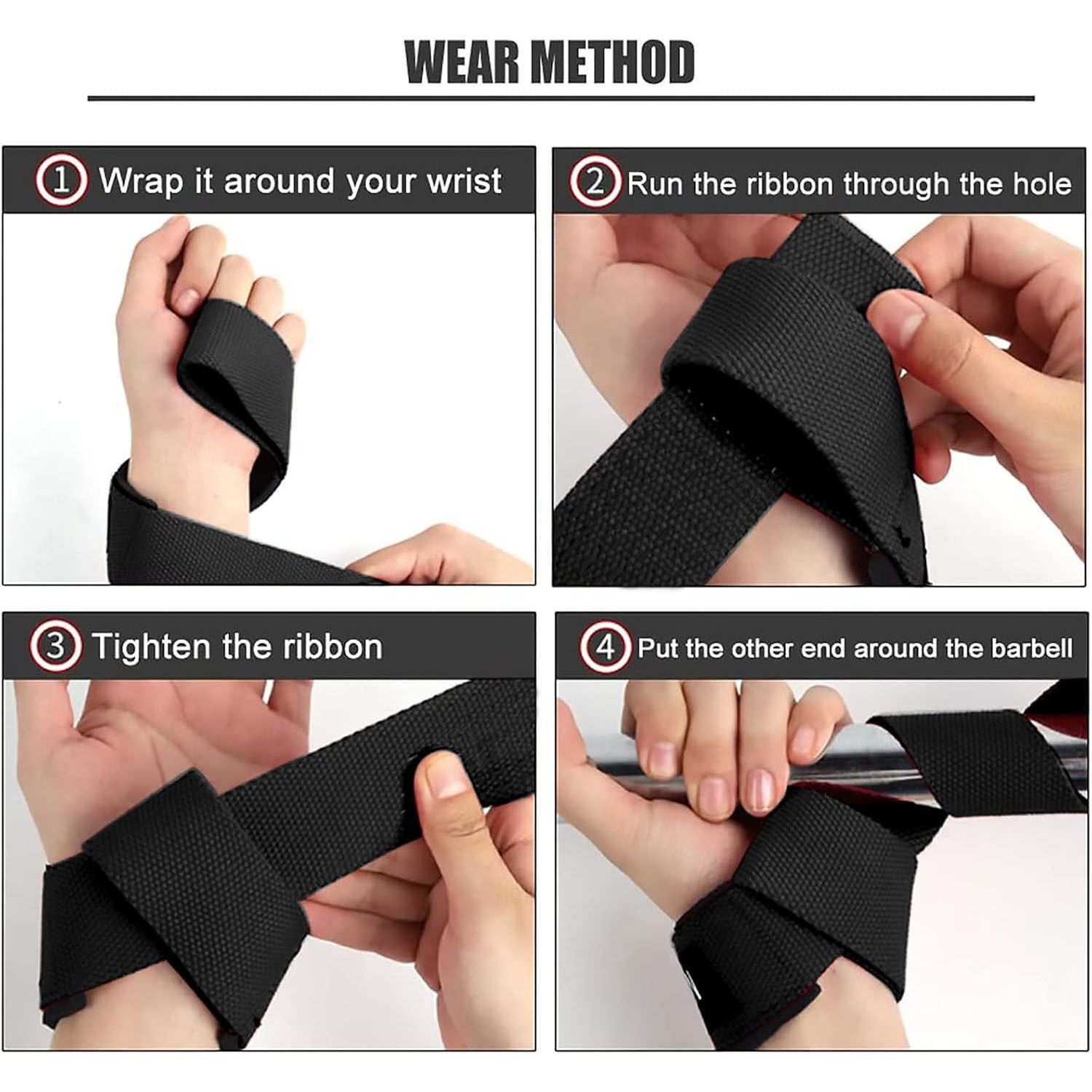 Deadlift Wrist Lifting Straps 2Pc Neoprene Cushion Black and Red view 4