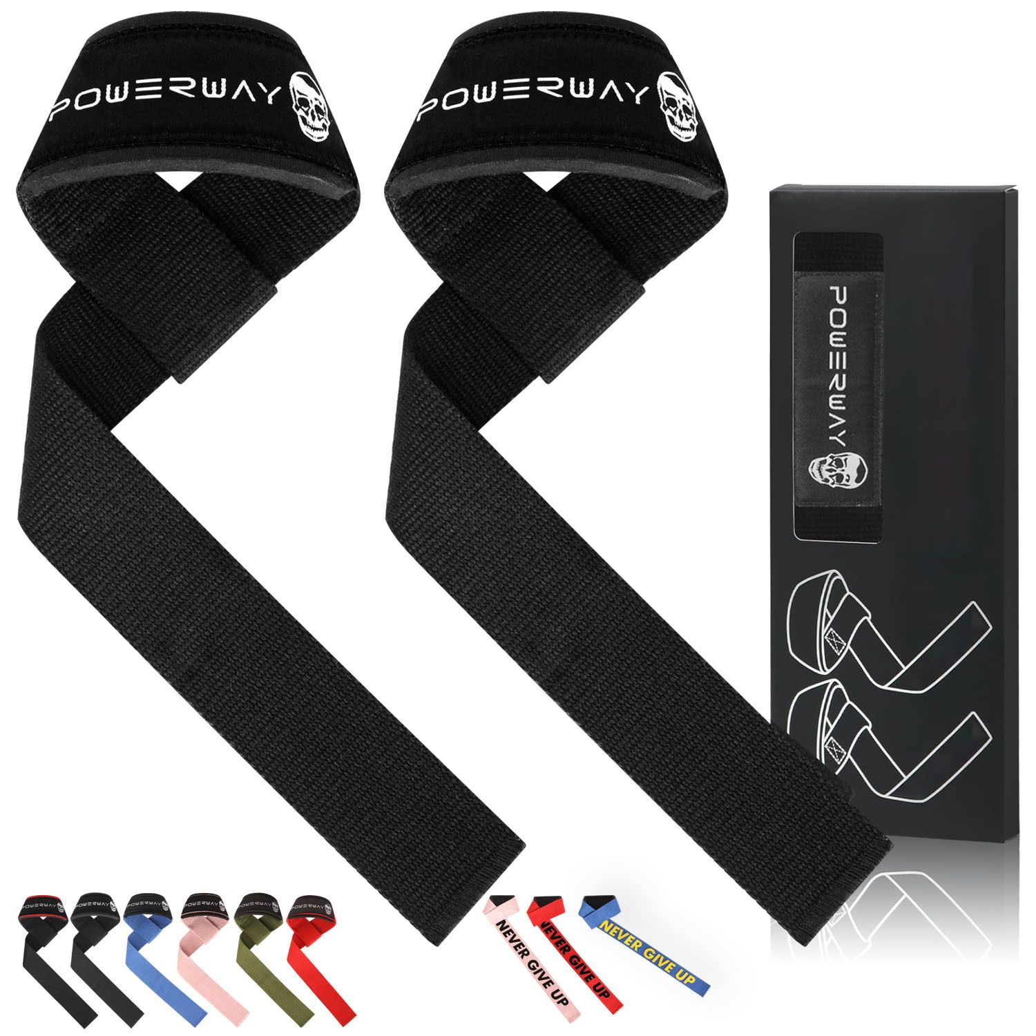 Deadlift Wrist Lifting Straps 2Pc Neoprene Cushion Rose Red view 2