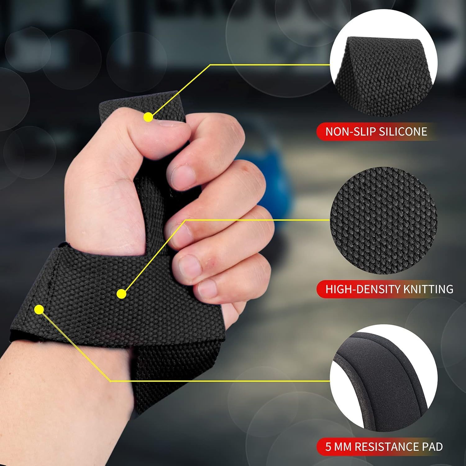 Deadlift Wrist Lifting Straps 2Pc Neoprene Cushion Rose Red view 3