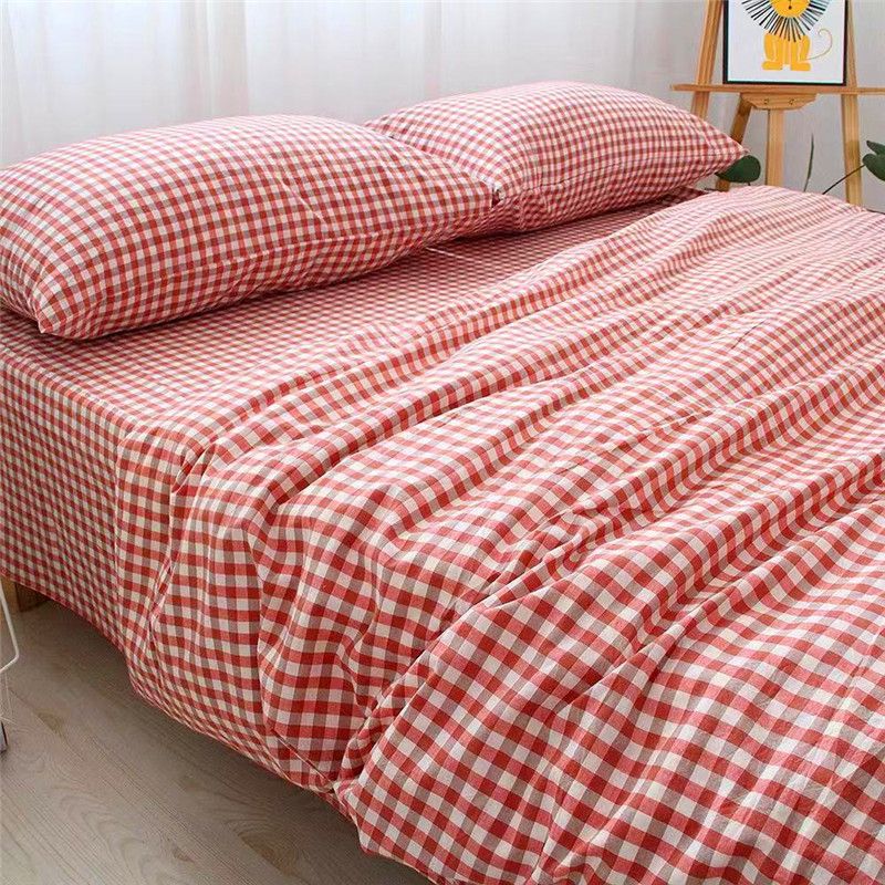 Duo Duo Quilt Cover Twill Geometric Pattern Little pink grid 2.3x 2.5m sheets view 3