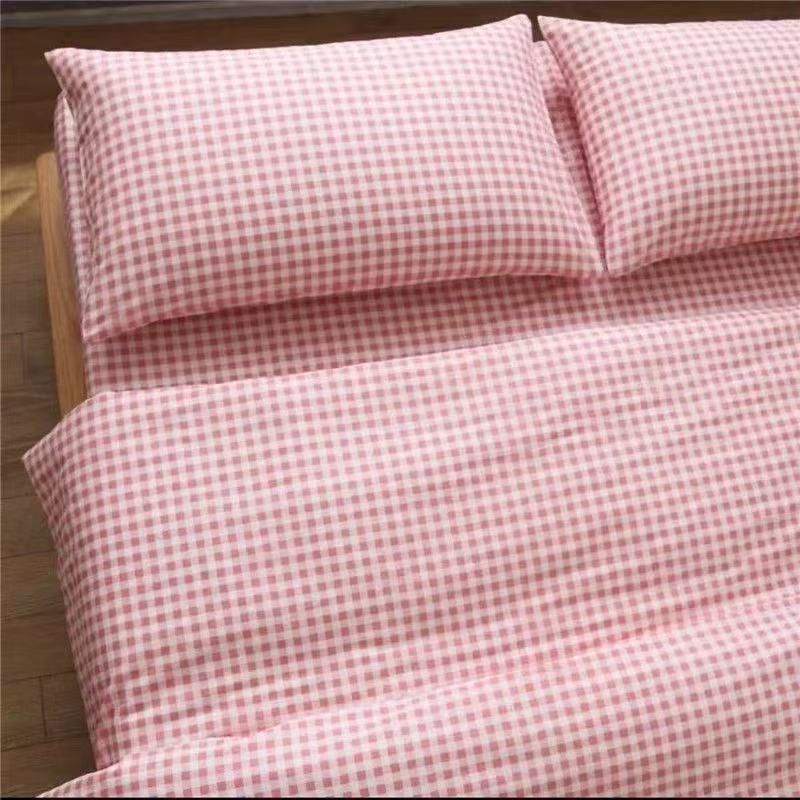 Duo Duo Quilt Cover Twill Geometric Pattern Little pink grid 2.3x 3.0 m Bed Sheets