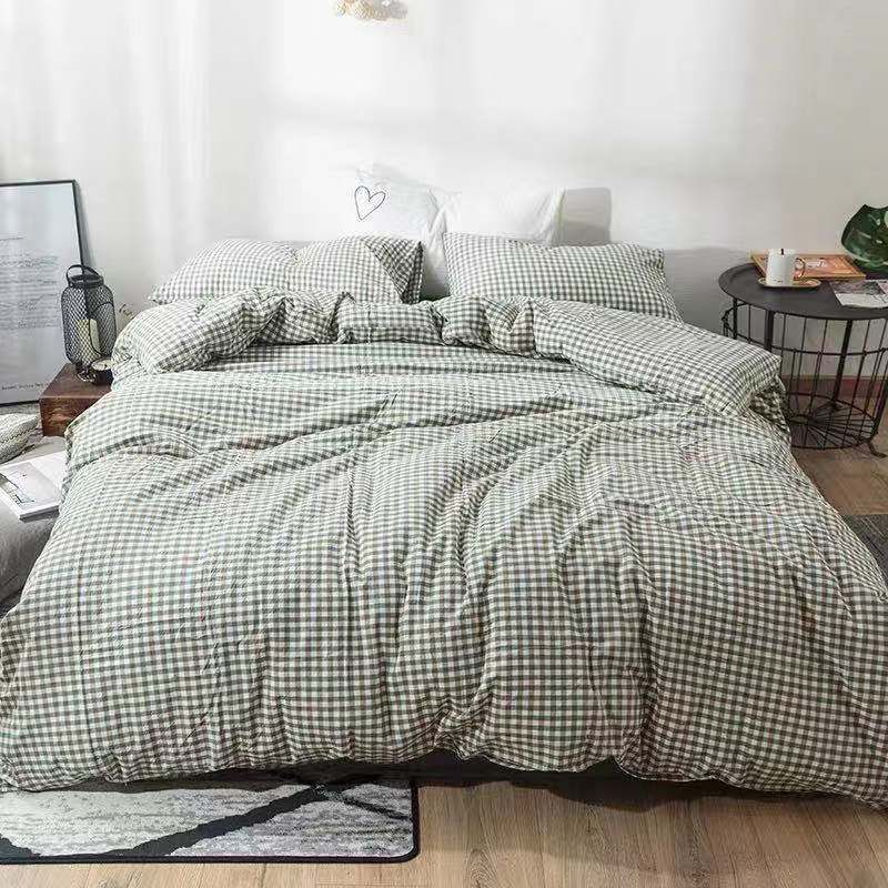 Duoxiao Quilt Cover 1.5x2.1m Apple Blossom Little pink grid 1.2 x2.2 m bed sheet view 4