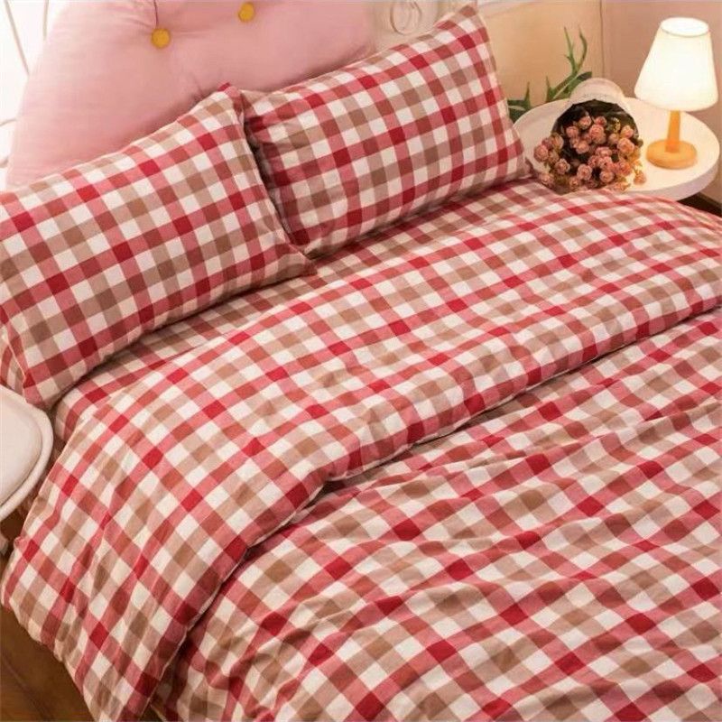 Duo Duo Quilt Cover Set Twill Geometric Pattern Red striped flower 1.0x 2.2 m view 4