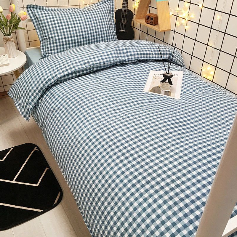 Duo Duo Quilt Cover Set Twill Geometric Pattern Little pink grid 2.2x 2.4 m view 5