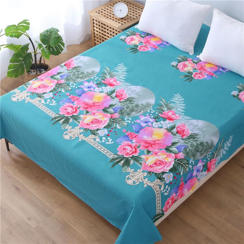 Duo Duo Quilt Cover Set Twill Geometric Pattern Azure blue floral 1.5x 2.1 m