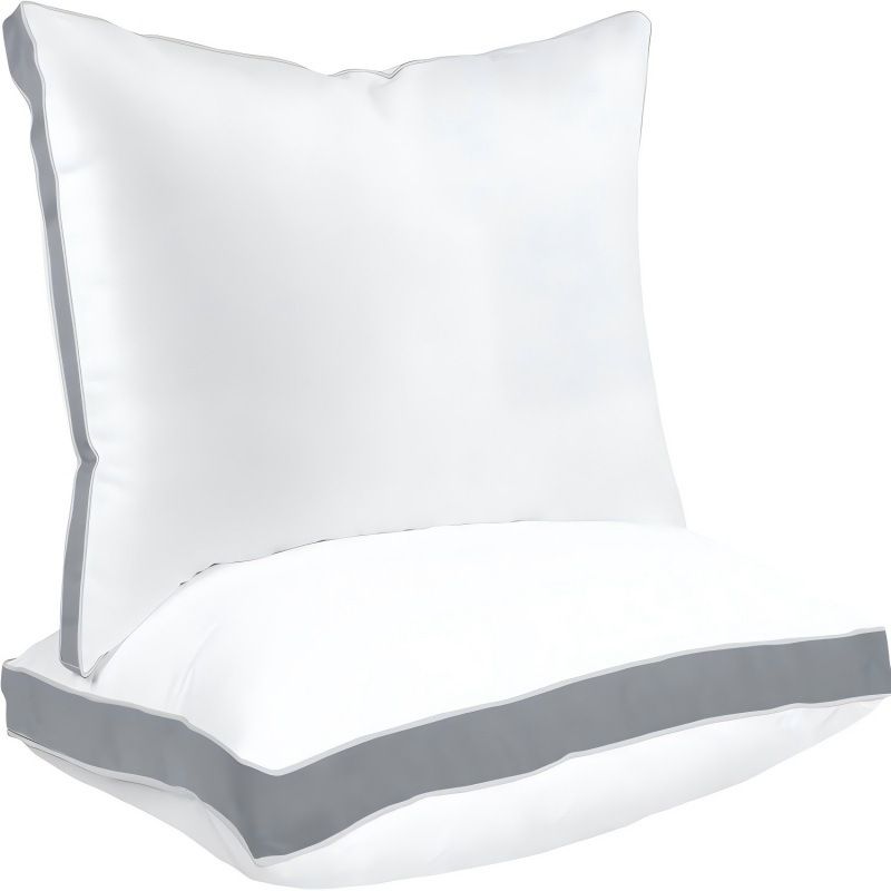 Sleep talk Pillow White Fiber Neck Support Standard Grey King (Pack of 2)36×18in — image 1