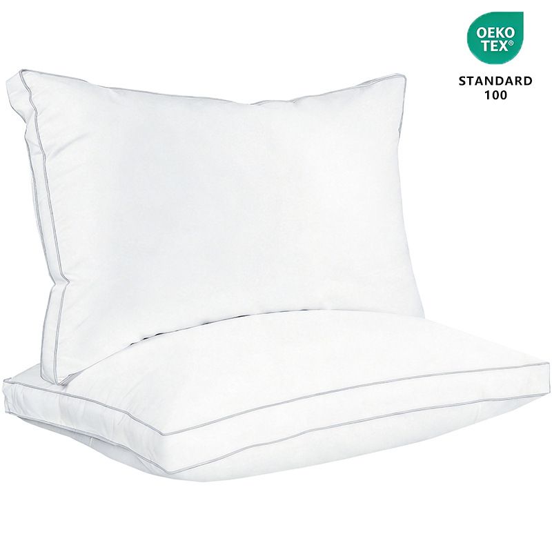 Sleep talk Pillow White Fiber Neck Support Standard Grey European (Pack of view 2