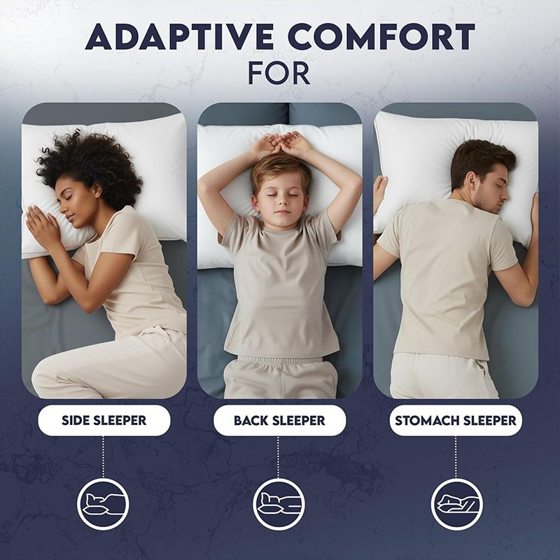 Sleep talk Pillow White Fiber Neck Support Standard Grey European (Pack of view 5