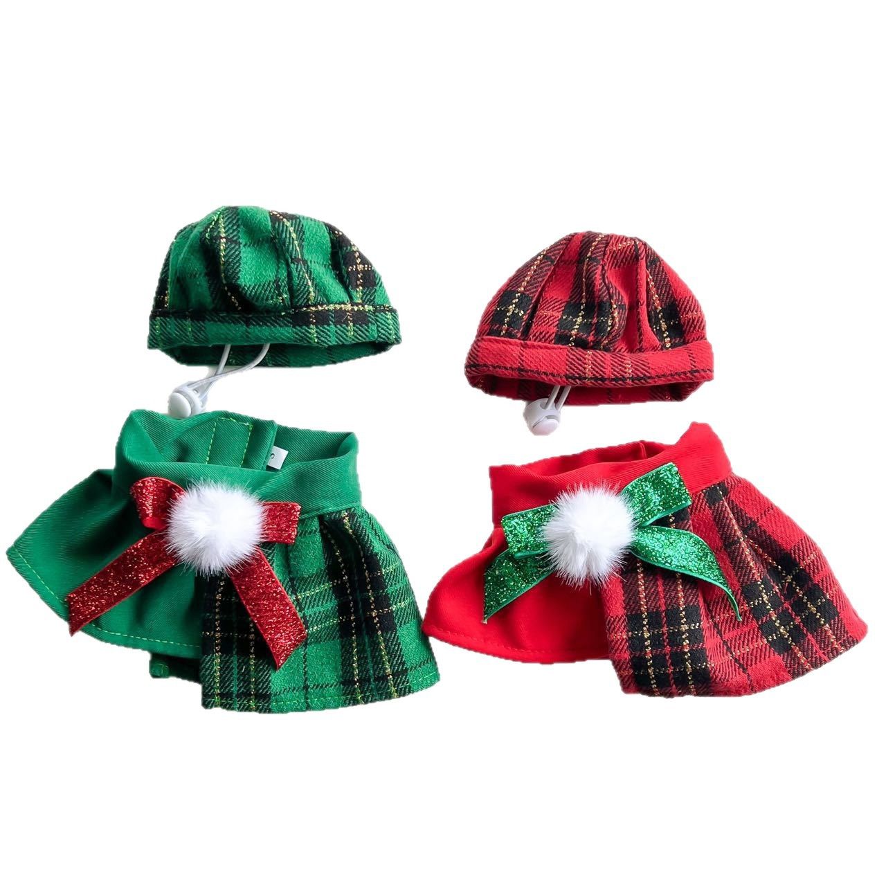 AMOOR Pet Christmas Hat Scarf Set Green Set L view 6