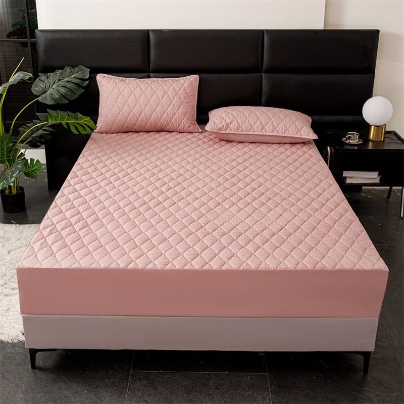Waterproof Quilted Fitted Sheet Solid Color Toddler Red bean paste 1.2*2m view 5