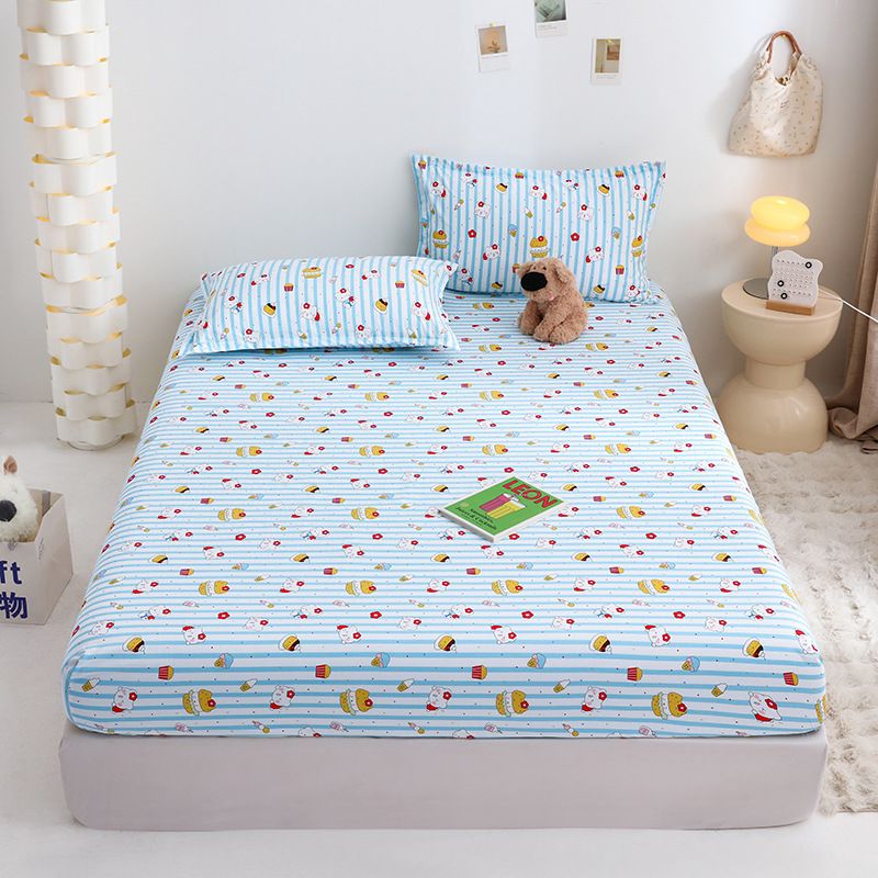 Yuan sheng Home Textiles Pure Cotton Cartoon Dog Sheet Blue cat 140*190cm — image 1