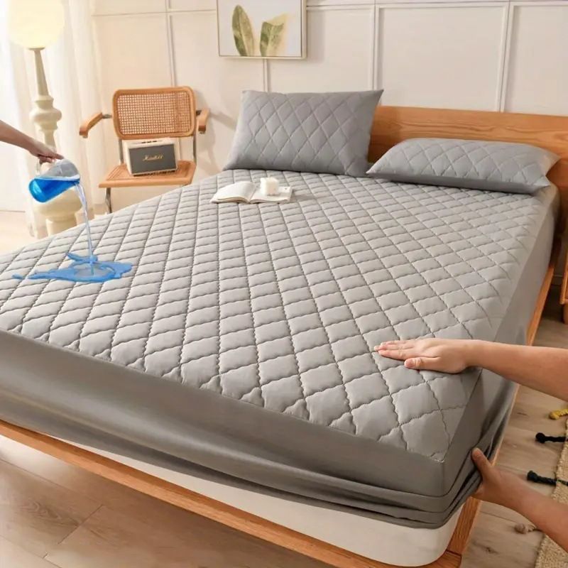 Waterproof Brushed Polyester Fitted Sheet Mattress grey 200*200cm [single — image 1