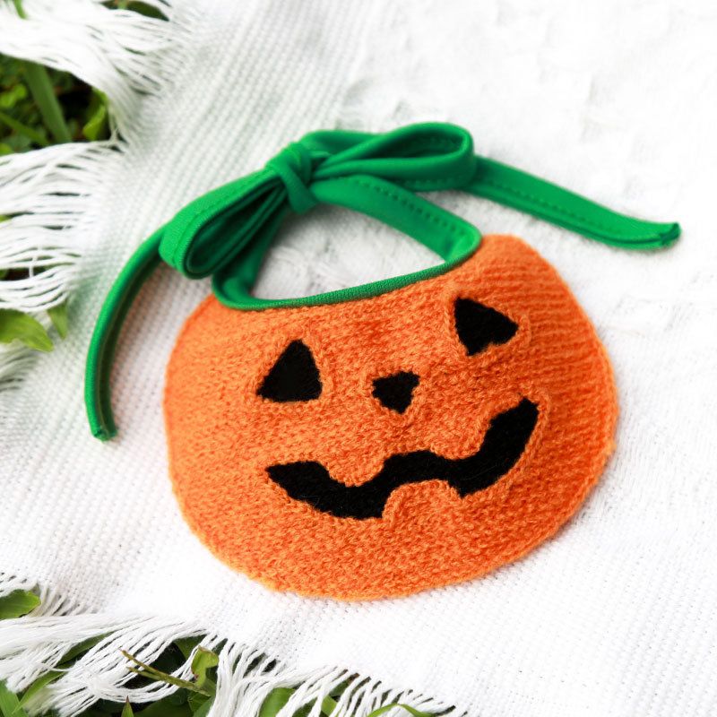Pet Bandana Dog Cat Halloween Pumpkin Cartoon White Phantom Bib M (for pets up view 4