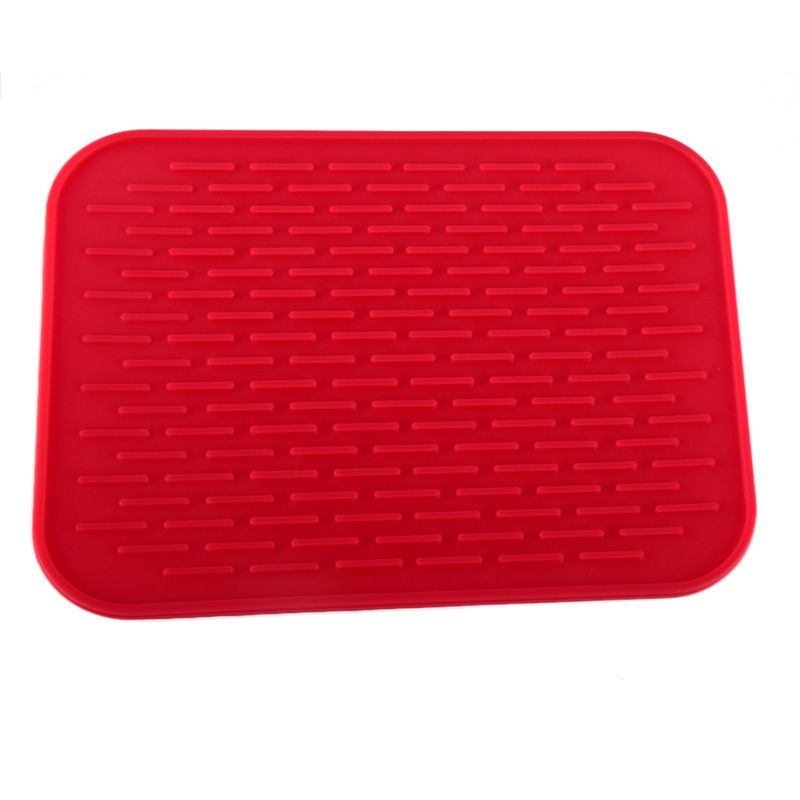 Silicone Table Mat Square Drain Heat Insulation Yipin Red — image 1