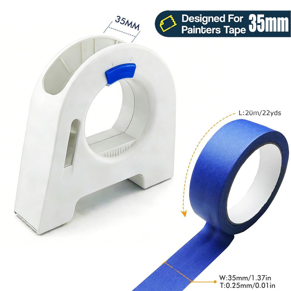 Masking Tape Dispenser with Serrated Metal Cutting Edge Ergonomic Arch Design view 7