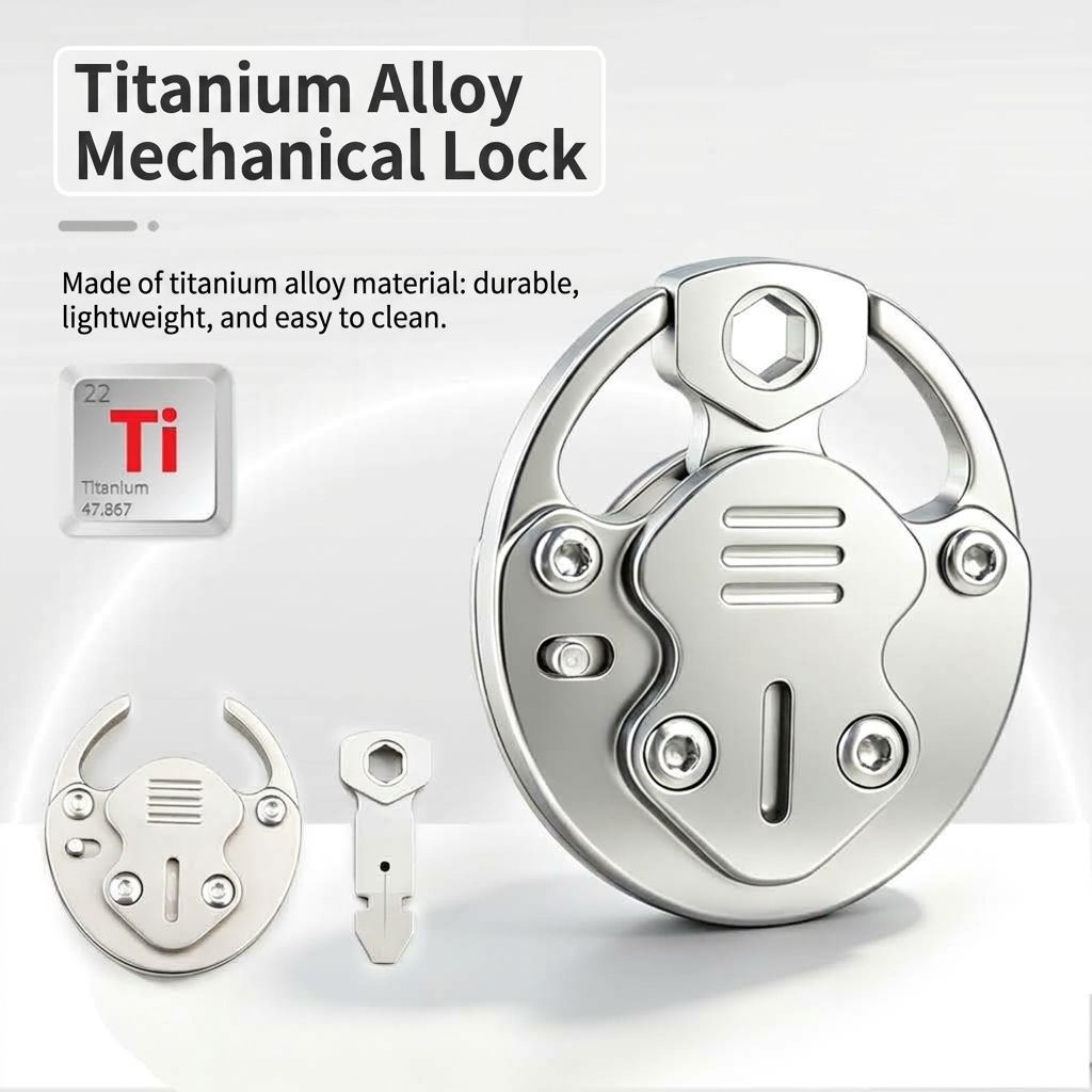 Titanium Alloy Mini Mechanical Lock Portable Compact Security Padlock with — image 1
