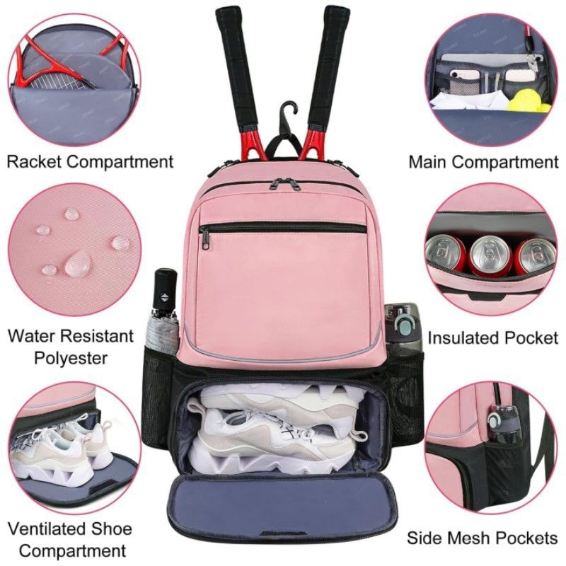 Large Capacity Tennis Backpack with Racquet Compartment view 5
