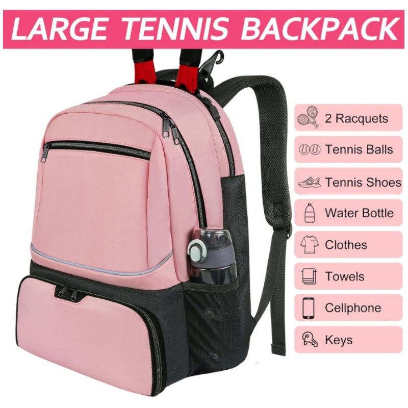 Large Capacity Tennis Backpack with Racquet Compartment view 2