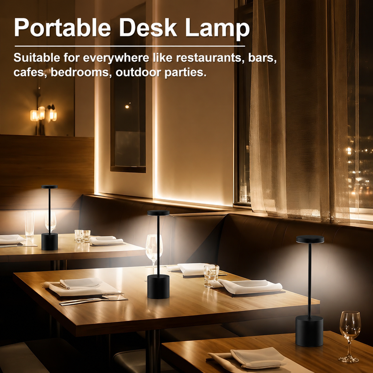 Rechargeable Cordless Touch Control LED Desk Lamp with Anodized Aluminum Build view 7