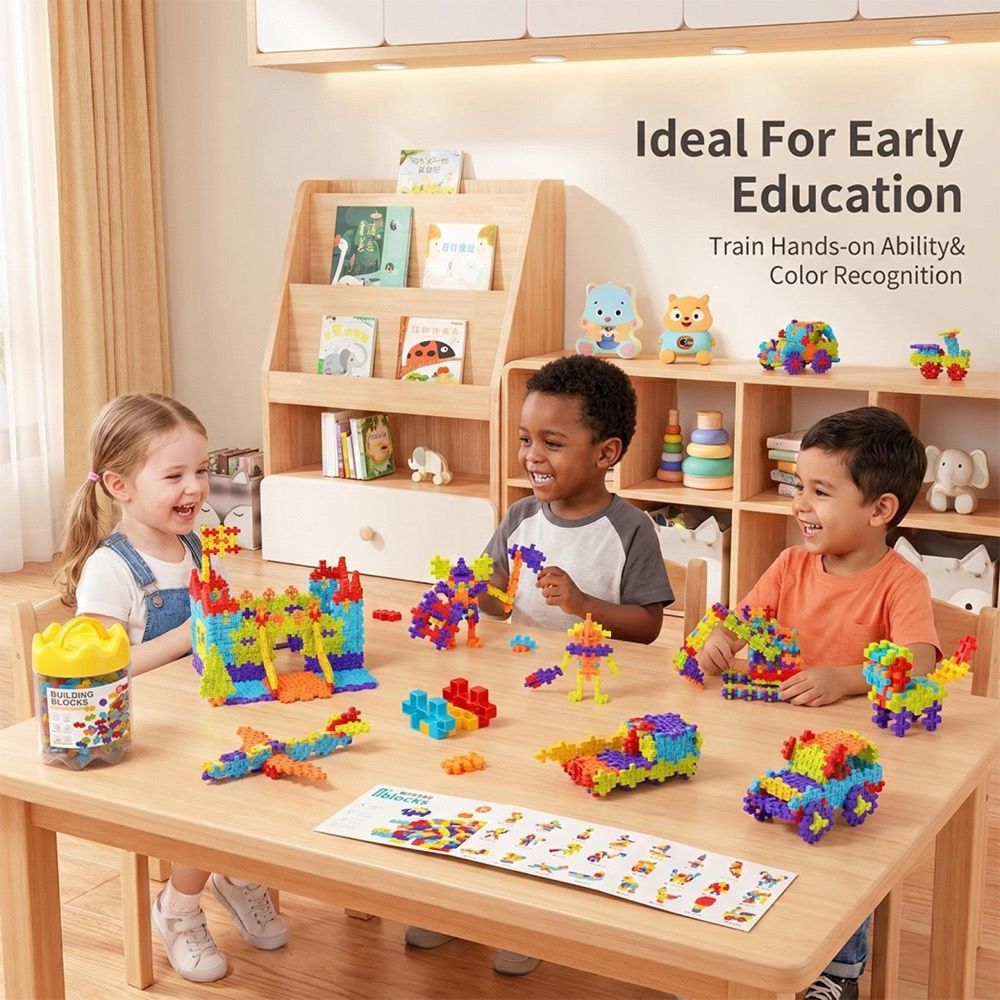 6-Color Mix Double Cross Building Blocks Set for Kids - Creative STEM Early view 3