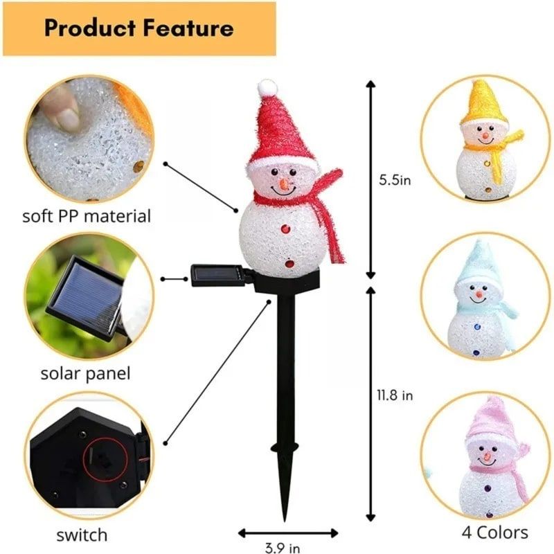 Charming Solar Snowman Stake Lights with Warm Glow view 2