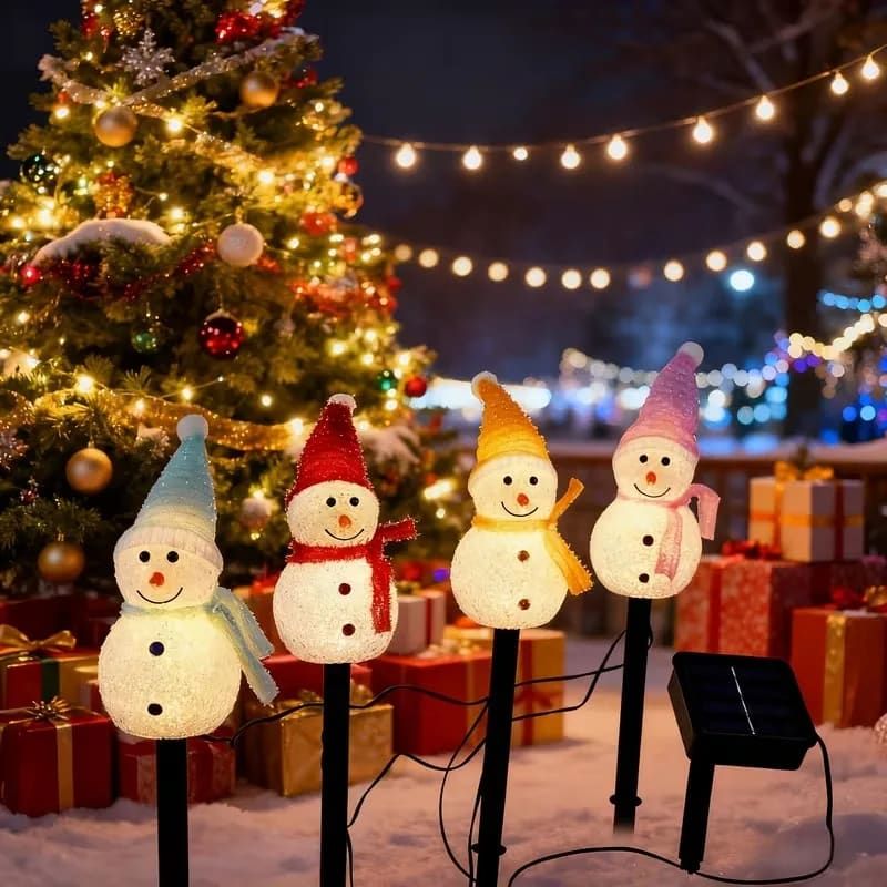 Charming Solar Snowman Stake Lights with Warm Glow view 3