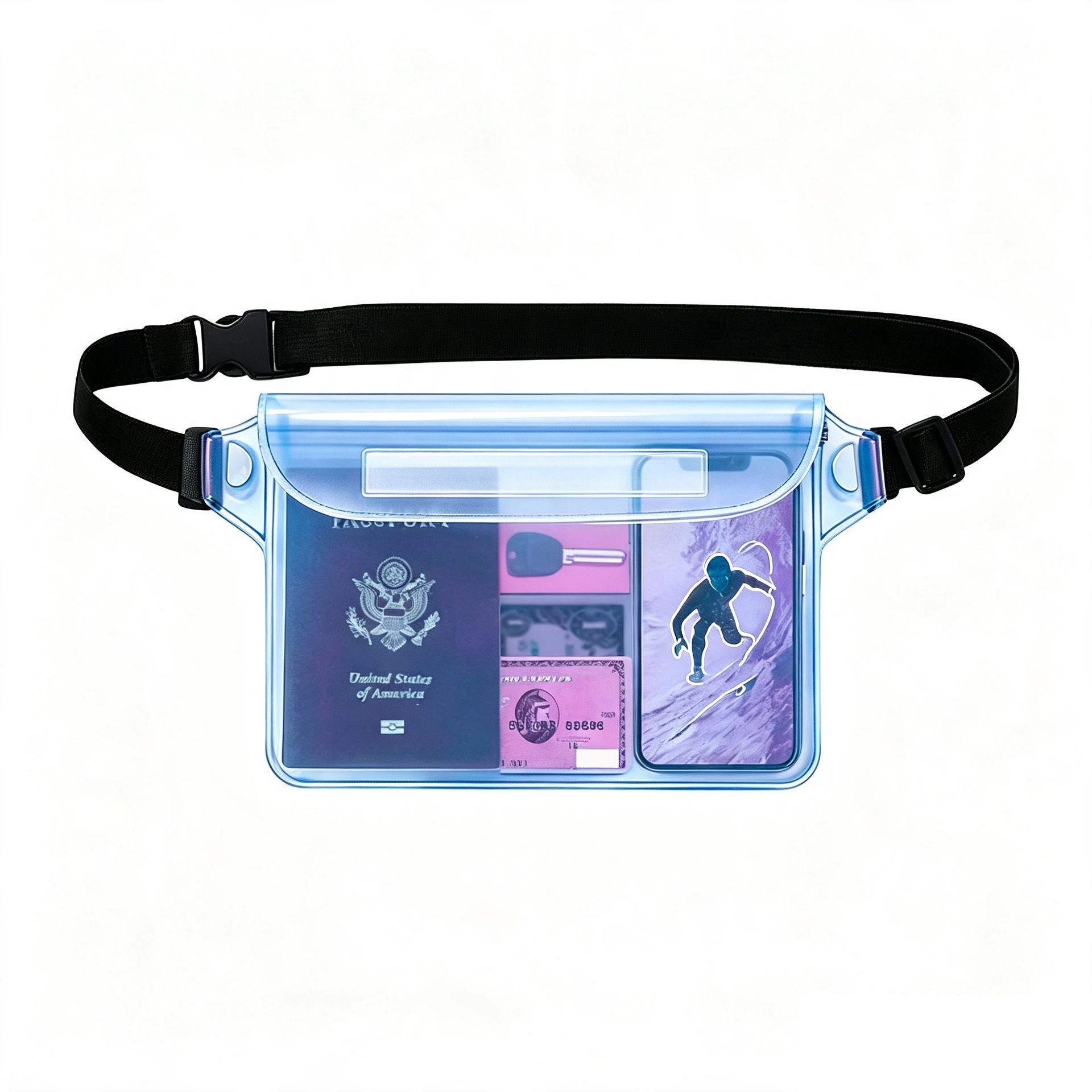 Waterproof PVC Waist Bag with Touchscreen Compatible Pouch for Skiing view 12