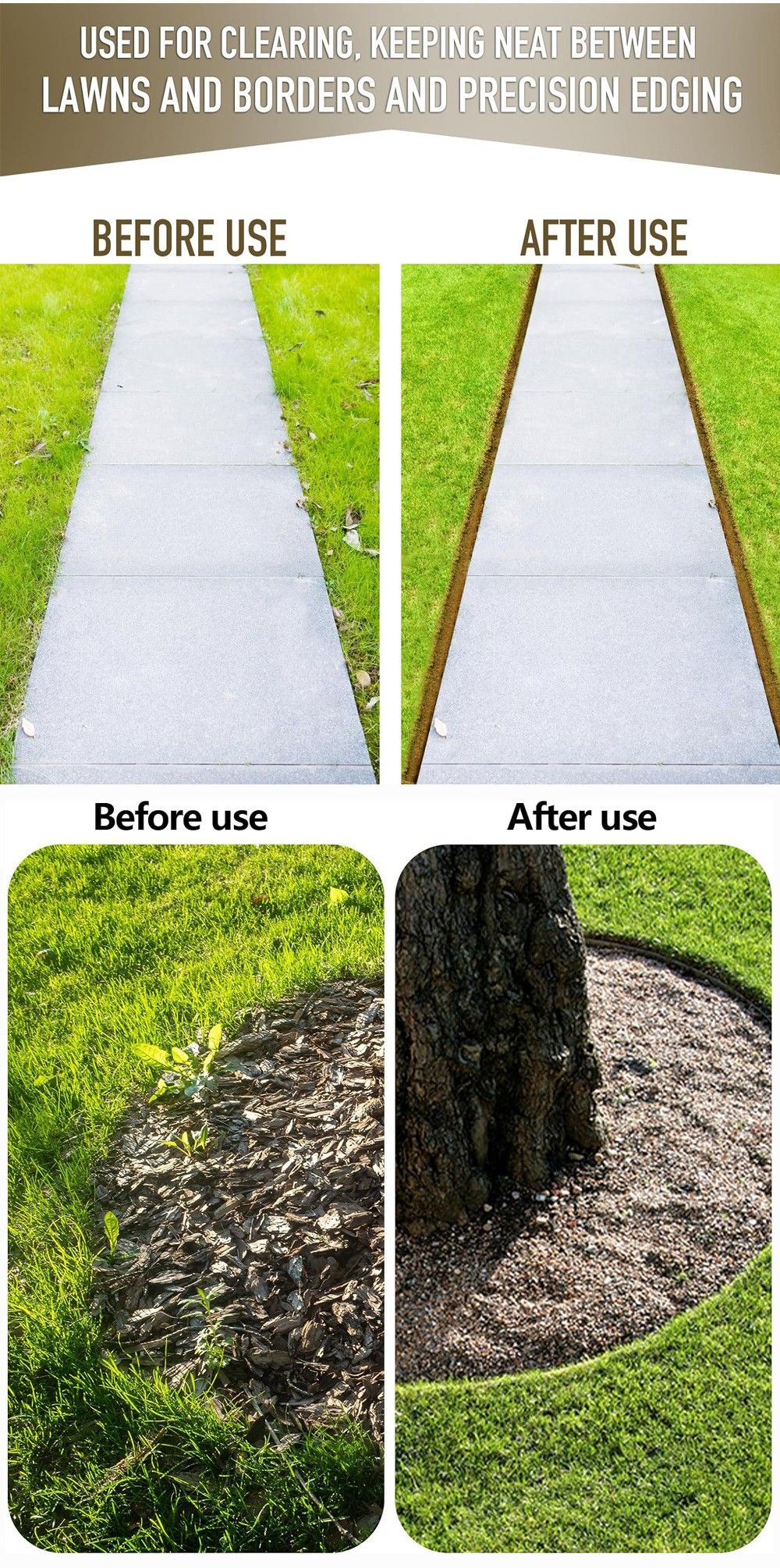 Manual Lawn Edging Tool with T-Handle and Serrated Half-Moon Blade view 7